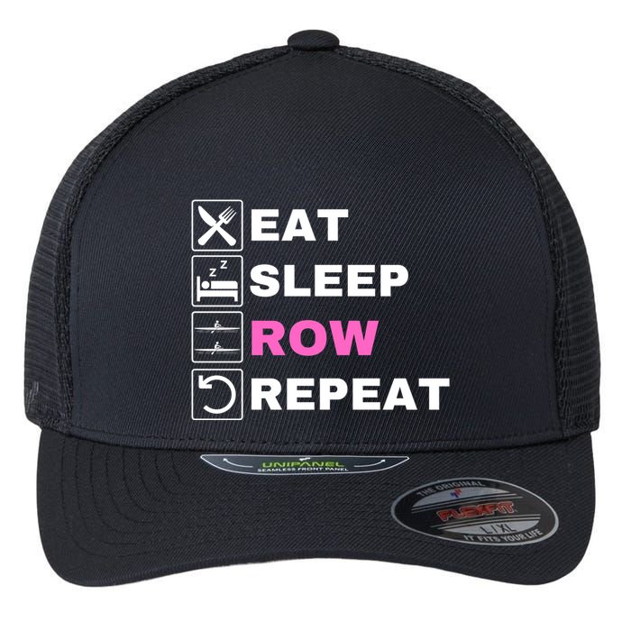 Eat Sleep Row Repeat, Erg Rowing Crew, Rowing Oar, Row Crew Flexfit Unipanel Trucker Cap