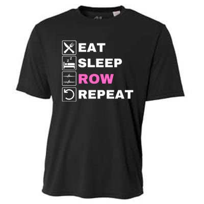 Eat Sleep Row Repeat, Erg Rowing Crew, Rowing Oar, Row Crew Cooling Performance Crew T-Shirt