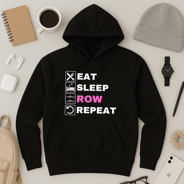 Eat Sleep Row Repeat, Erg Rowing Crew, Rowing Oar, Row Crew Hoodie