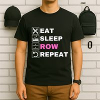 Eat Sleep Row Repeat, Erg Rowing Crew, Rowing Oar, Row Crew T-Shirt