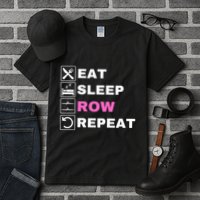 Eat Sleep Row Repeat, Erg Rowing Crew, Rowing Oar, Row Crew Tall T-Shirt