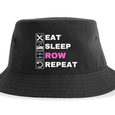 Eat Sleep Row Repeat, Erg Rowing Crew, Rowing Oar, Row Crew Sustainable Bucket Hat