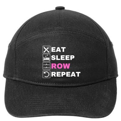 Eat Sleep Row Repeat, Erg Rowing Crew, Rowing Oar, Row Crew 7-Panel Snapback Hat