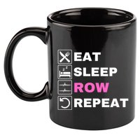 Eat Sleep Row Repeat, Erg Rowing Crew, Rowing Oar, Row Crew 11oz C Handle Ceramic Mug
