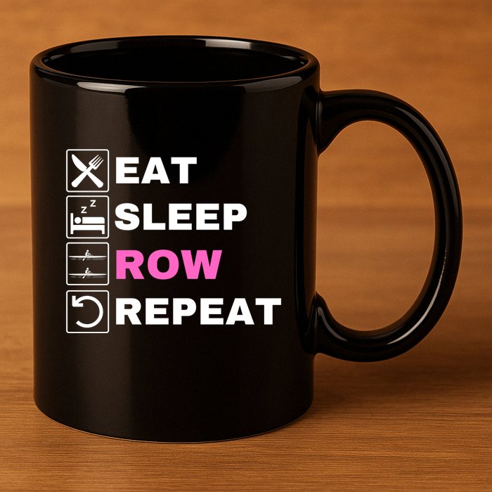 Eat Sleep Row Repeat, Erg Rowing Crew, Rowing Oar, Row Crew 11oz C Handle Ceramic Mug