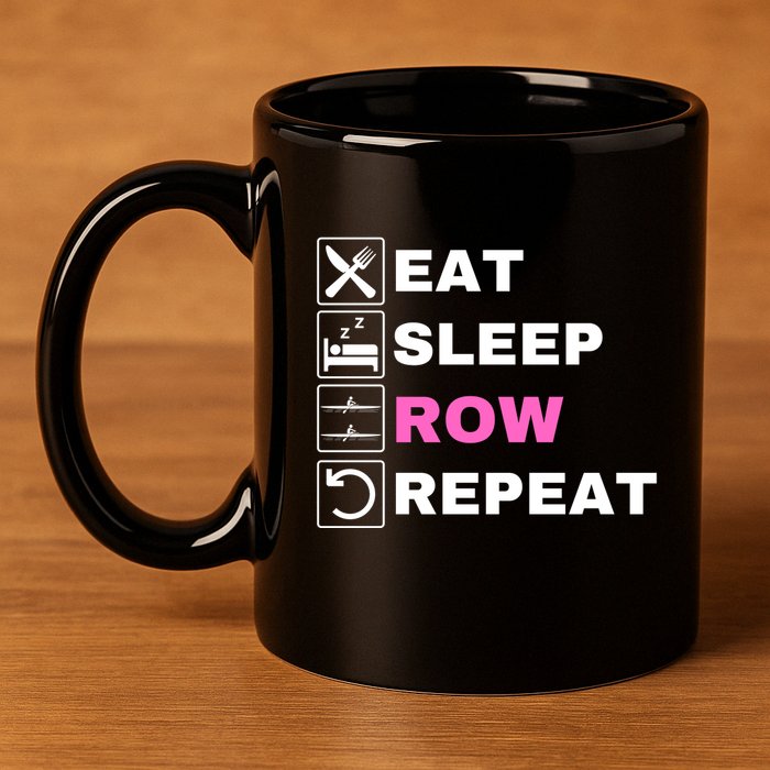 Eat Sleep Row Repeat, Erg Rowing Crew, Rowing Oar, Row Crew 11oz C Handle Ceramic Mug