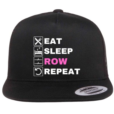 Eat Sleep Row Repeat, Erg Rowing Crew, Rowing Oar, Row Crew Flatbill Hat