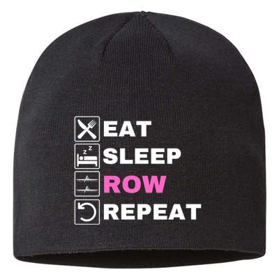 Eat Sleep Row Repeat, Erg Rowing Crew, Rowing Oar, Row Crew Sustainable Beanie