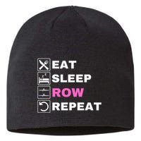 Eat Sleep Row Repeat, Erg Rowing Crew, Rowing Oar, Row Crew Sustainable Beanie
