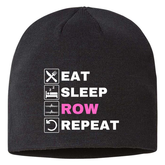 Eat Sleep Row Repeat, Erg Rowing Crew, Rowing Oar, Row Crew Sustainable Beanie
