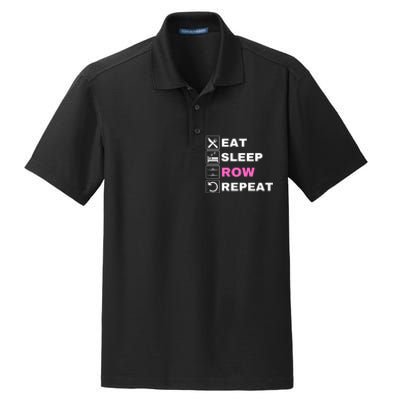 Eat Sleep Row Repeat, Erg Rowing Crew, Rowing Oar, Row Crew Dry Zone Grid Polo