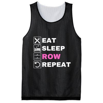Eat Sleep Row Repeat, Erg Rowing Crew, Rowing Oar, Row Crew Mesh Reversible Basketball Jersey Tank