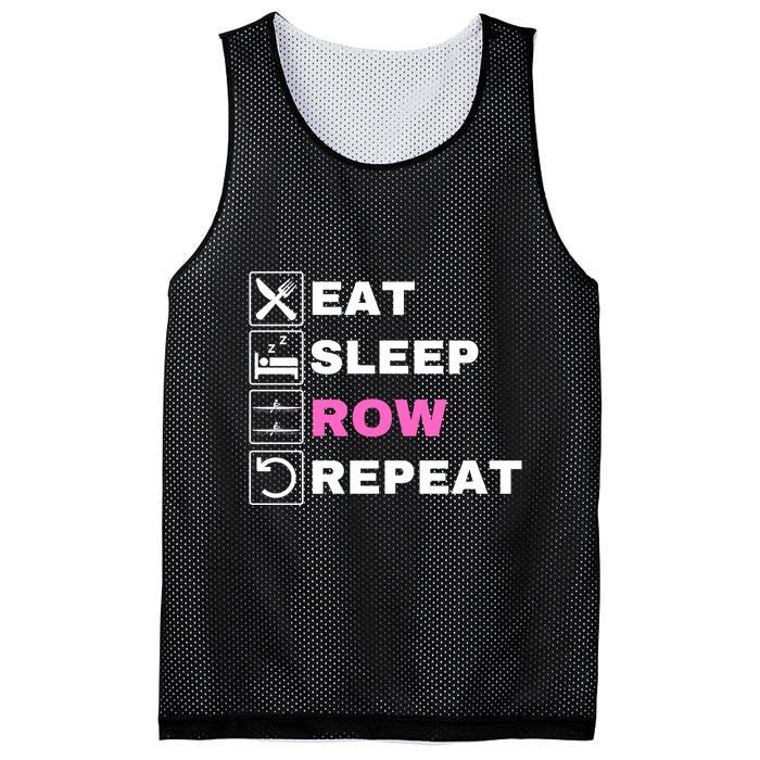 Eat Sleep Row Repeat, Erg Rowing Crew, Rowing Oar, Row Crew Mesh Reversible Basketball Jersey Tank