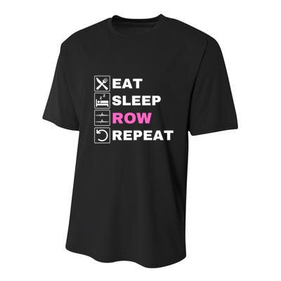 Eat Sleep Row Repeat, Erg Rowing Crew, Rowing Oar, Row Crew Youth Performance Sprint T-Shirt