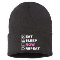 Eat Sleep Row Repeat, Erg Rowing Crew, Rowing Oar, Row Crew Sustainable Knit Beanie
