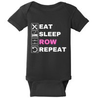 Eat Sleep Row Repeat, Erg Rowing Crew, Rowing Oar, Row Crew Baby Bodysuit