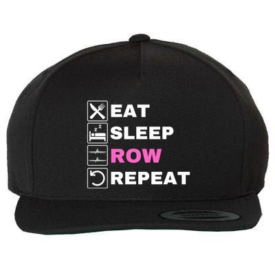 Eat Sleep Row Repeat, Erg Rowing Crew, Rowing Oar, Row Crew Wool Snapback Cap