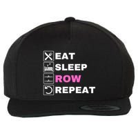 Eat Sleep Row Repeat, Erg Rowing Crew, Rowing Oar, Row Crew Wool Snapback Cap