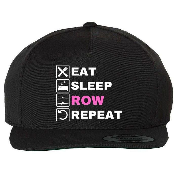 Eat Sleep Row Repeat, Erg Rowing Crew, Rowing Oar, Row Crew Wool Snapback Cap
