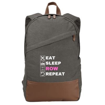 Eat Sleep Row Repeat, Erg Rowing Crew, Rowing Oar, Row Crew Cotton Canvas Backpack