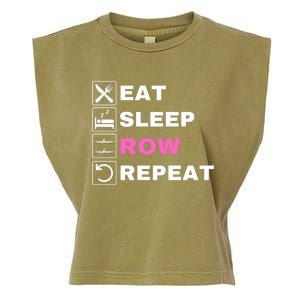 Eat Sleep Row Repeat, Erg Rowing Crew, Rowing Oar, Row Crew Garment-Dyed Women's Muscle Tee