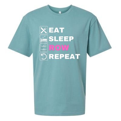 Eat Sleep Row Repeat, Erg Rowing Crew, Rowing Oar, Row Crew Sueded Cloud Jersey T-Shirt