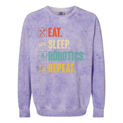 Eat Sleep Robotics Repeat Vintage Engineer Gift Colorblast Crewneck Sweatshirt