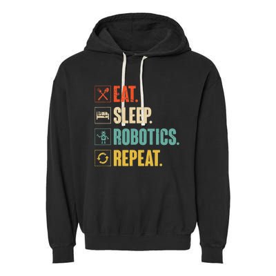 Eat Sleep Robotics Repeat Vintage Engineer Gift Garment-Dyed Fleece Hoodie