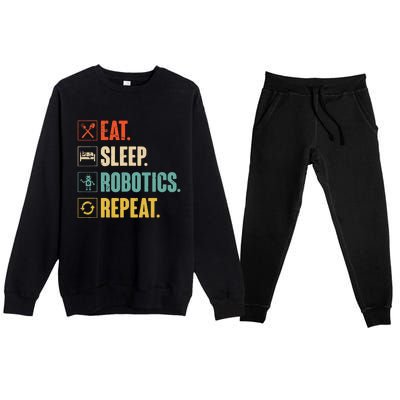 Eat Sleep Robotics Repeat Vintage Engineer Gift Premium Crewneck Sweatsuit Set