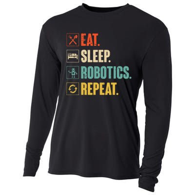 Eat Sleep Robotics Repeat Vintage Engineer Gift Cooling Performance Long Sleeve Crew