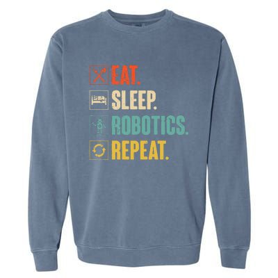 Eat Sleep Robotics Repeat Vintage Engineer Gift Garment-Dyed Sweatshirt