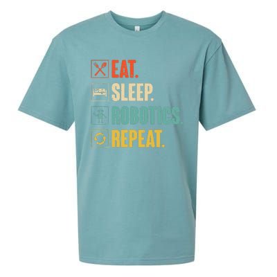 Eat Sleep Robotics Repeat Vintage Engineer Gift Sueded Cloud Jersey T-Shirt