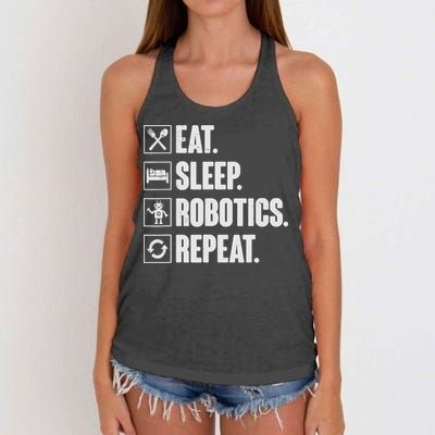 Eat Sleep Robotics Repeat Vintage Engineer Gift Women's Knotted Racerback Tank