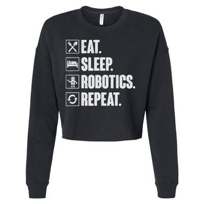 Eat Sleep Robotics Repeat Vintage Engineer Gift Cropped Pullover Crew