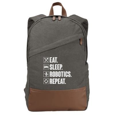Eat Sleep Robotics Repeat Vintage Engineer Gift Cotton Canvas Backpack