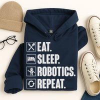 Eat Sleep Robotics Repeat Vintage Engineer Gift Hoodie
