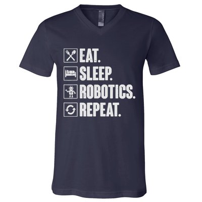 Eat Sleep Robotics Repeat Vintage Engineer Gift V-Neck T-Shirt