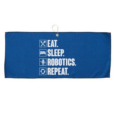 Eat Sleep Robotics Repeat Vintage Engineer Gift Large Microfiber Waffle Golf Towel