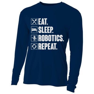 Eat Sleep Robotics Repeat Vintage Engineer Gift Cooling Performance Long Sleeve Crew