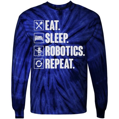 Eat Sleep Robotics Repeat Vintage Engineer Gift Tie-Dye Long Sleeve Shirt