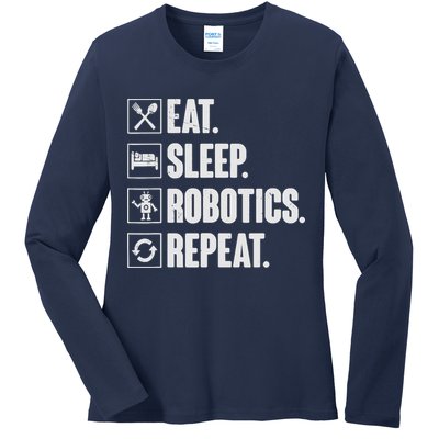 Eat Sleep Robotics Repeat Vintage Engineer Gift Ladies Long Sleeve Shirt