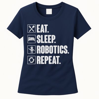 Eat Sleep Robotics Repeat Vintage Engineer Gift Womens T-Shirt