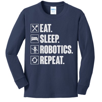 Eat Sleep Robotics Repeat Vintage Engineer Gift Kids Long Sleeve Shirt