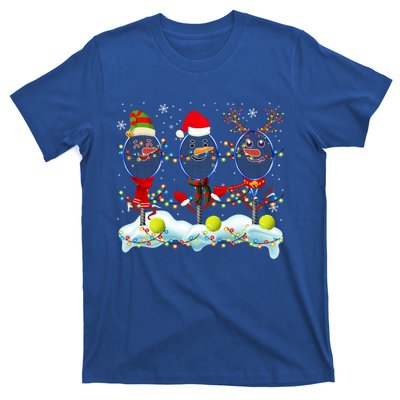 Elf Santa Reindeer Tennis Xmas Lights Tennis Player Gift T-Shirt