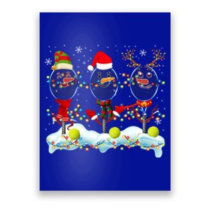 Elf Santa Reindeer Tennis Xmas Lights Tennis Player Gift Poster