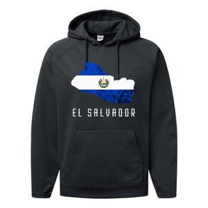 El Salvador Republica De El Salvador Map Salvadorean Performance Fleece Hoodie