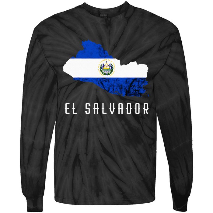 El Salvador Republica De El Salvador Map Salvadorean Tie-Dye Long Sleeve Shirt