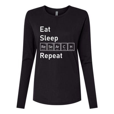 Eat Sleep Research Repeat Funny Science Chemistry Nerd Gift Womens Cotton Relaxed Long Sleeve T-Shirt