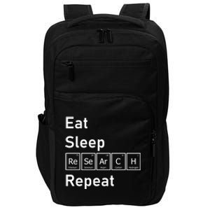 Eat Sleep Research Repeat Funny Science Chemistry Nerd Gift Impact Tech Backpack