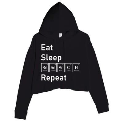 Eat Sleep Research Repeat Funny Science Chemistry Nerd Gift Crop Fleece Hoodie